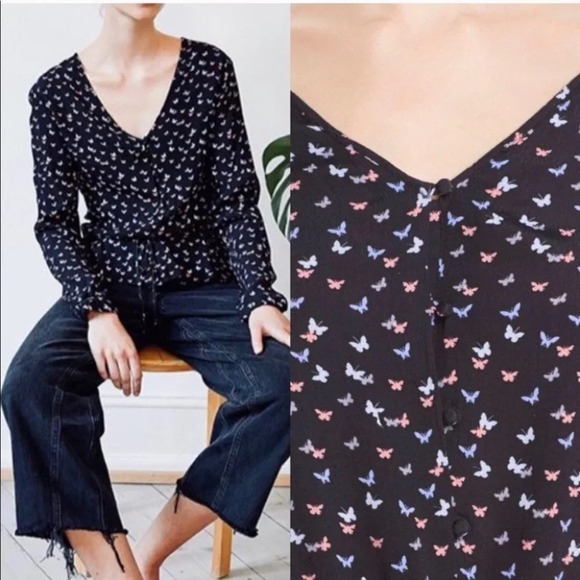 Rails Beaux Mariposa Button Up Blouse Butterfly - Picture 1 of 11